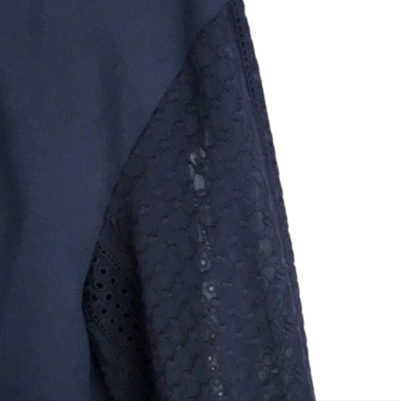 Club Monaco Navy Blue Lace Sleeve Blouse - Picture 10 of 13